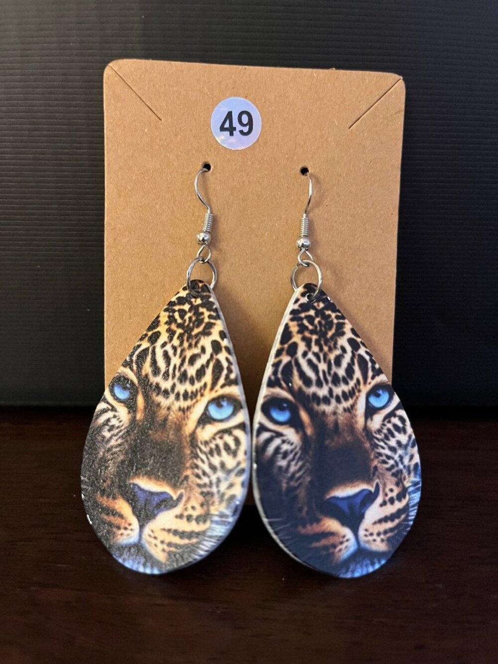 Cheetah Wooden Teardrop Earrings